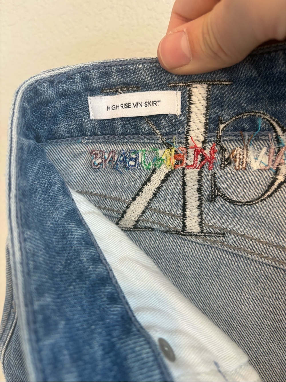 Calvin Klein CK1 High Rise Denim Mini Skirt Button Fly Y2K Women’s W25 - Picture 10 of 15